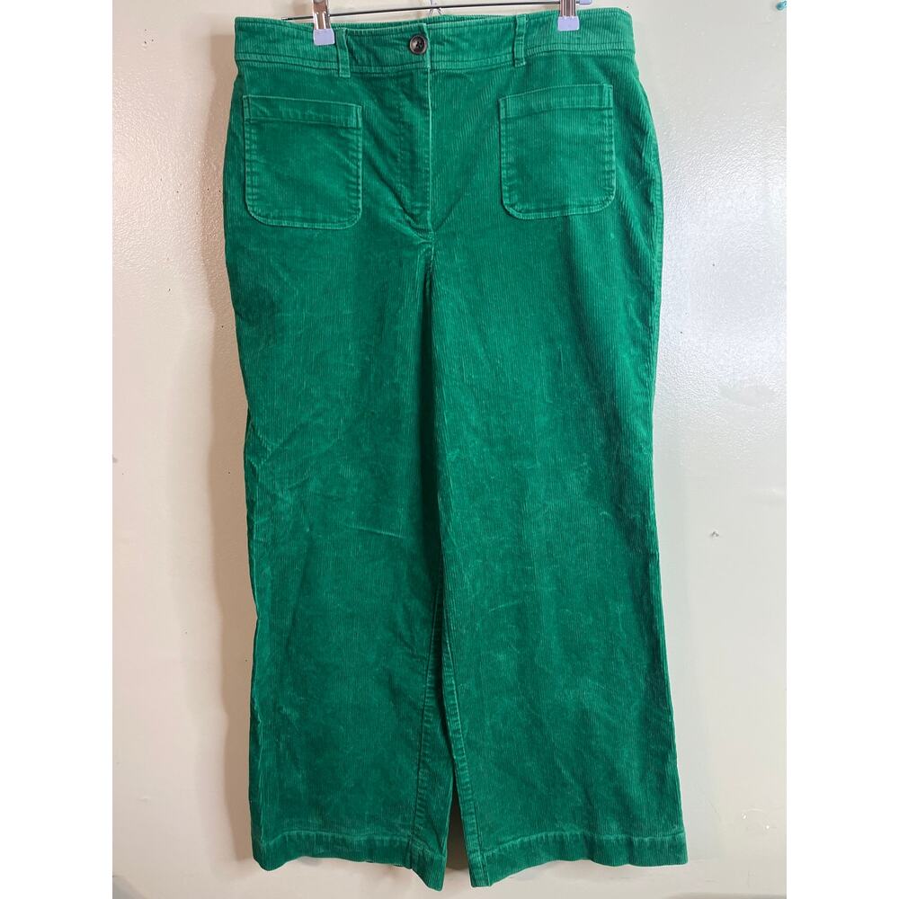 Boden Green Corduroy Wide Leg Trousers Patch Front Pockets Women’s Size 12 - Picture 7 of 14